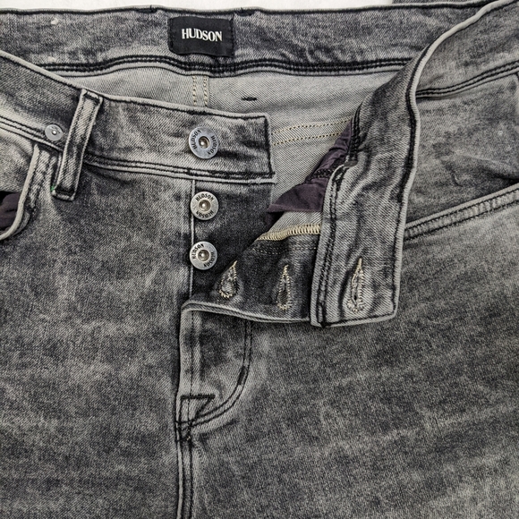 Hudson Sartor Relaxed Skinny Distressed Edgy Graphic Jeans - Picture 12 of 14
